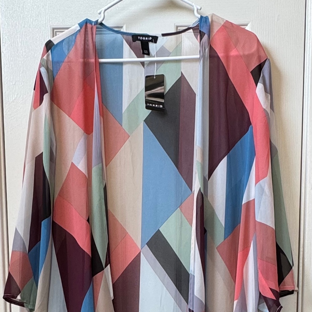 Geometric Hi/Lo Kimono (Multicolored)
